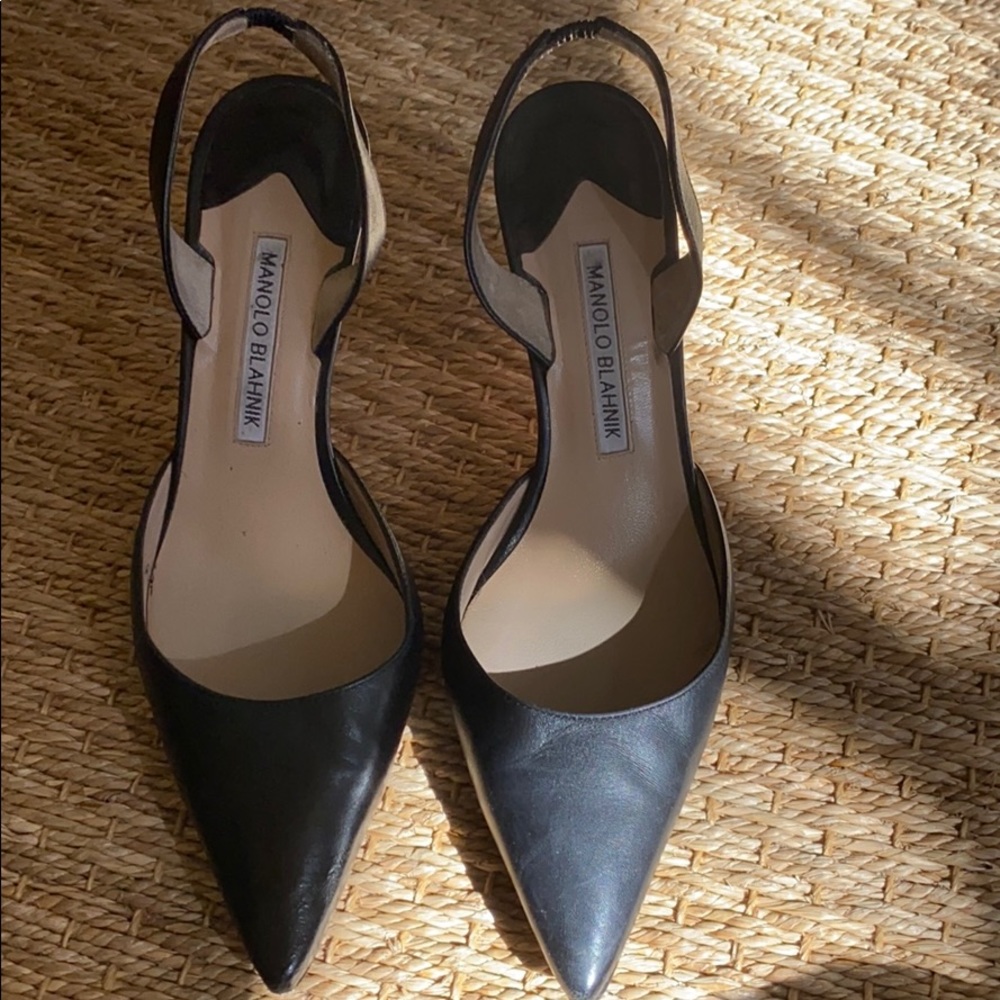 Manolo Blahnik black sling backs